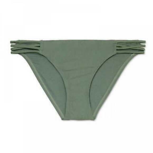 XHILARATION Sage Olive Ribbed Cheeky Bikini Bottoms Mix Match Swim XL NEW - Picture 3 of 15